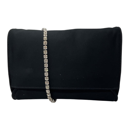 Givenchy Black Satin Evening Bag with Crystal Embellished Chain Strap