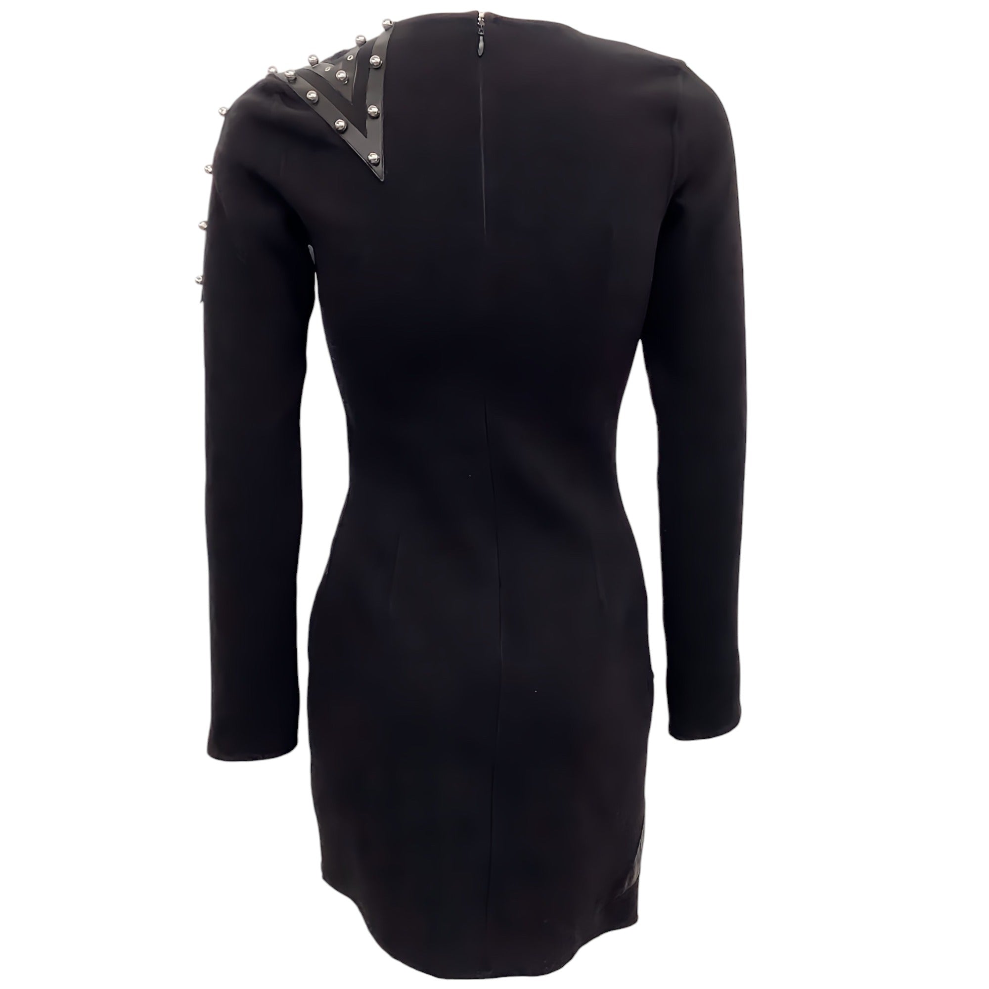 Anthony Vaccarello Black Body Con Dress with Leather Stars