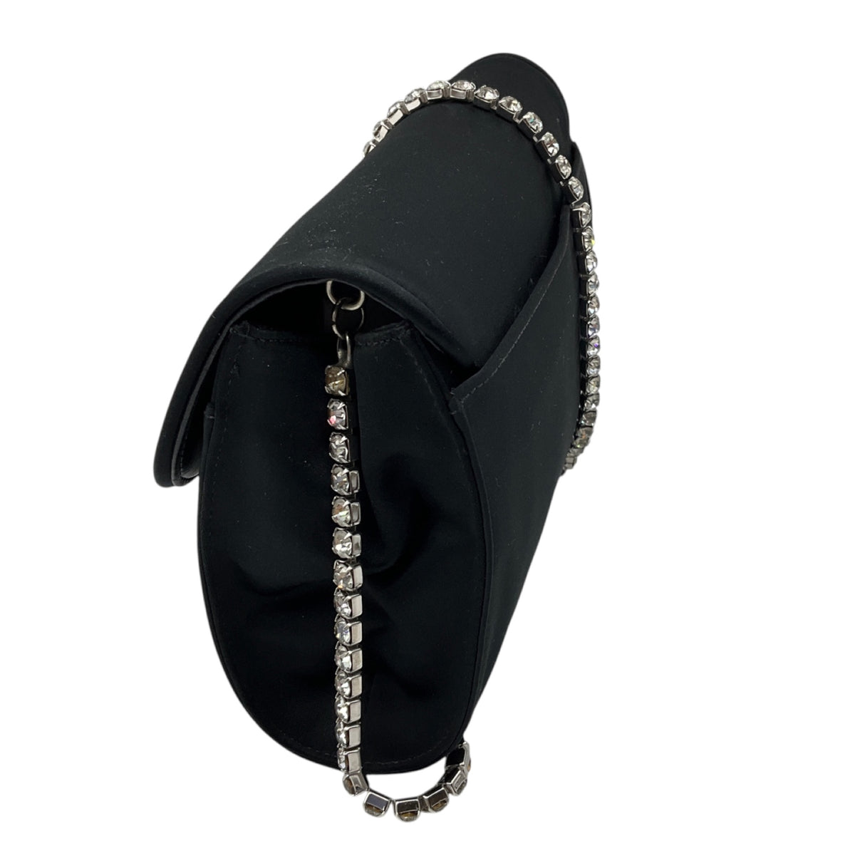 Givenchy Black Satin Evening Bag with Crystal Embellished Chain Strap
