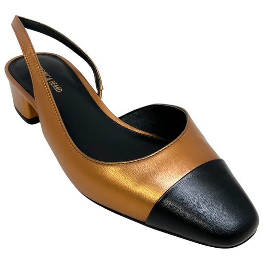 Veronica Beard Copper / Black Leather Cecile Slingback Pumps
