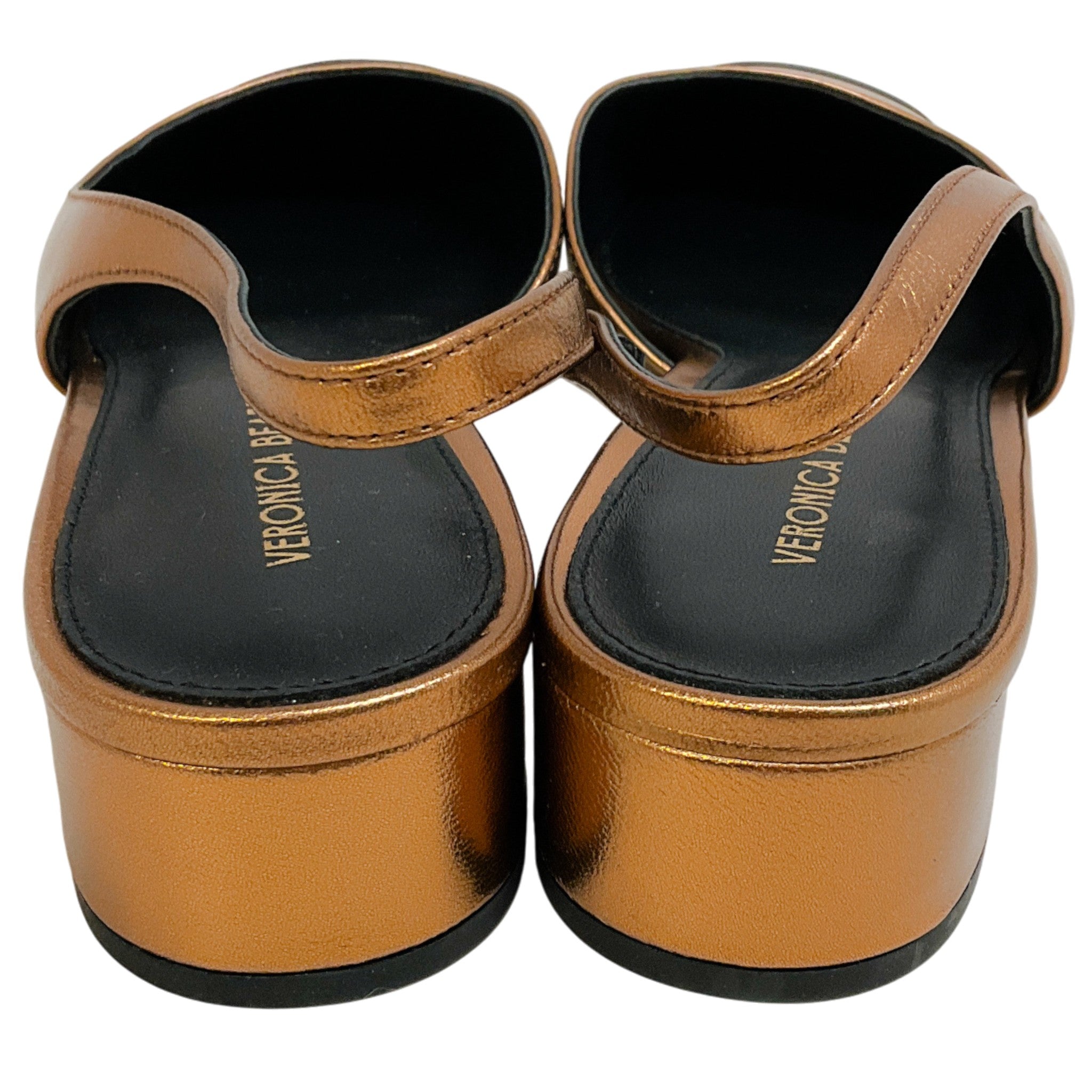 Veronica Beard Copper / Black Leather Cecile Slingback Pumps