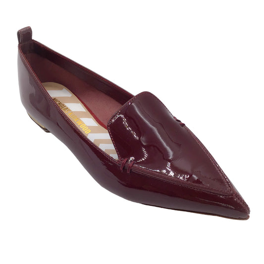 Nicholas Kirkwood Burgundy Pointed Toe Patent Leather Loafers / Flats