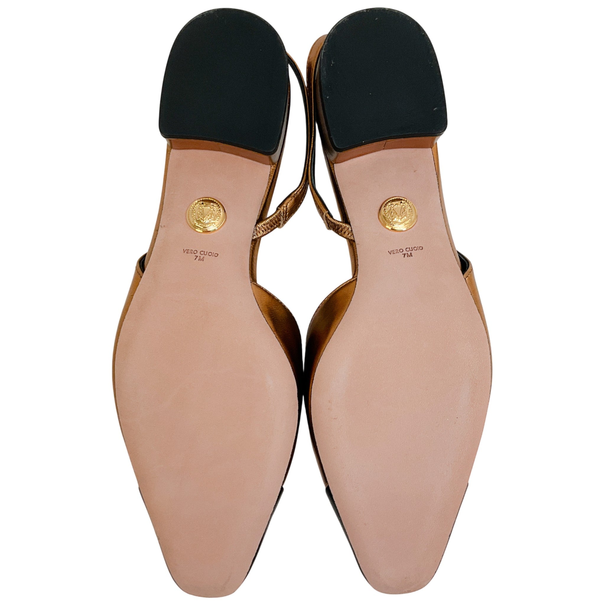 Veronica Beard Copper / Black Leather Cecile Slingback Pumps