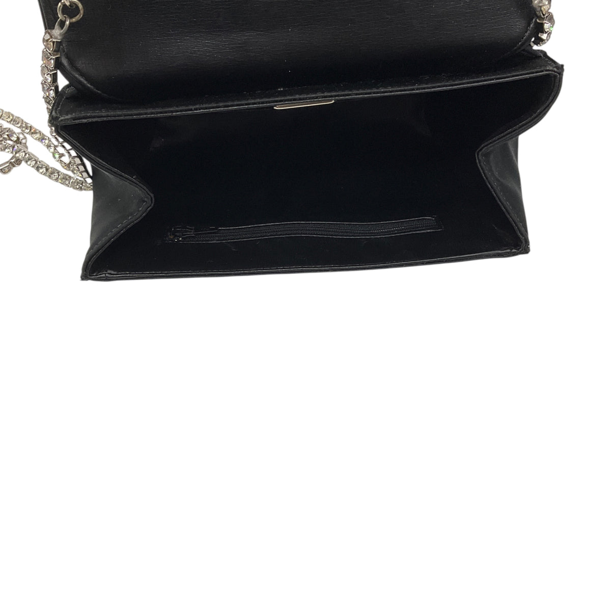 Givenchy Black Satin Evening Bag with Crystal Embellished Chain Strap