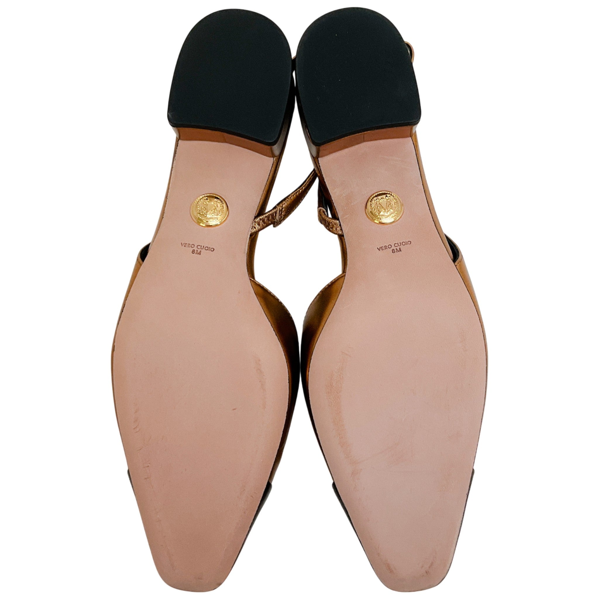 Veronica Beard Copper / Black Leather Cecile Slingback Pumps