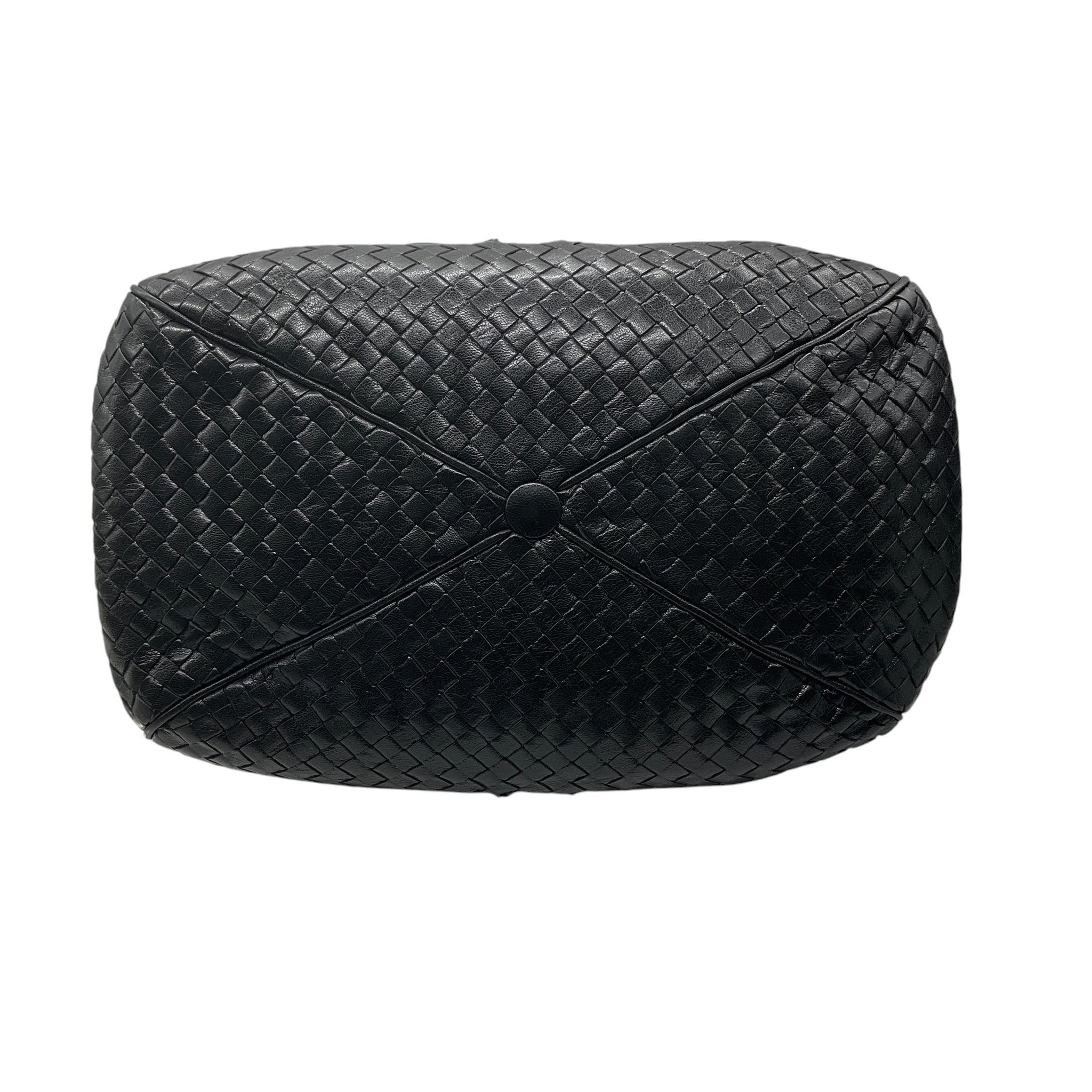Bottega Veneta Black Intrecciato Woven Leather Double Top Handle Handbag