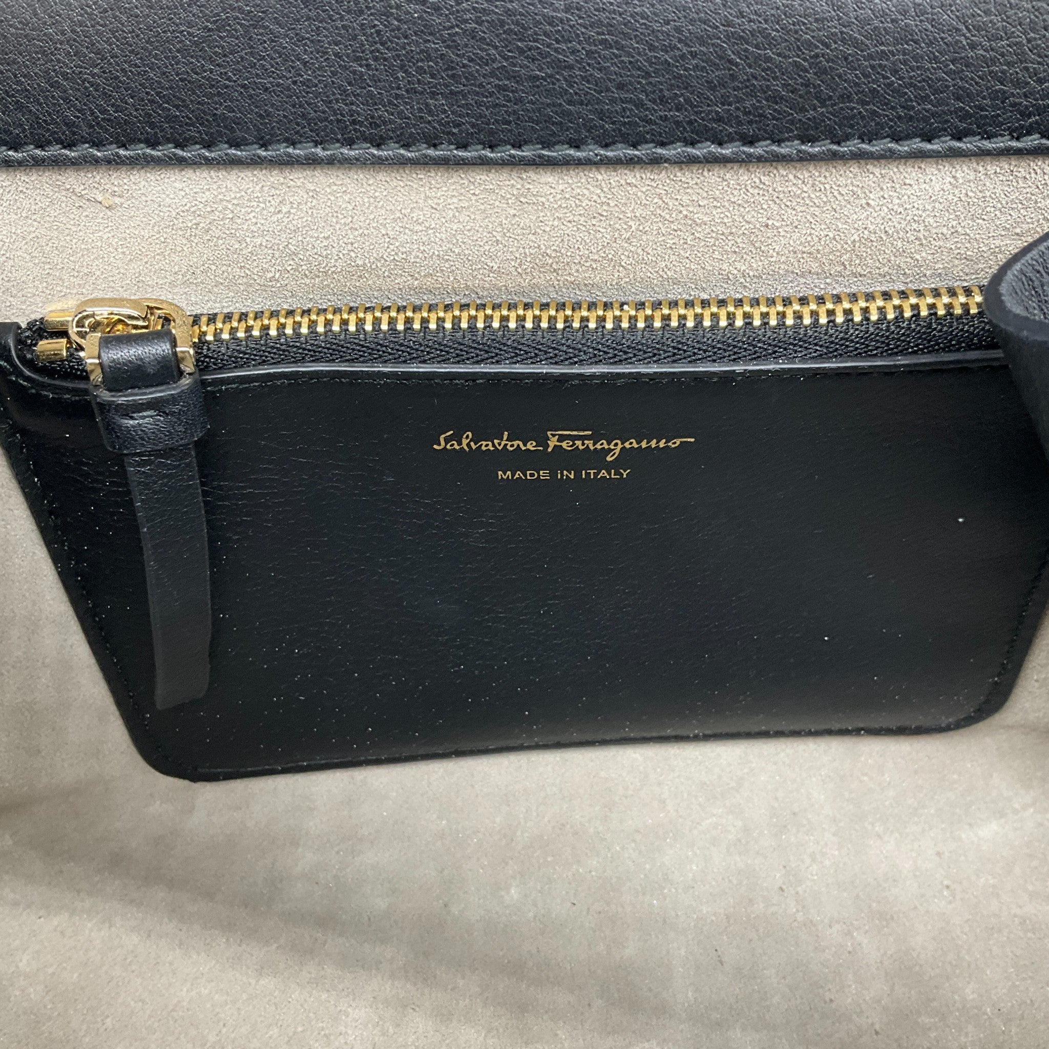 Salvatore Ferragamo Black Leather Jet Set Bag with Strap