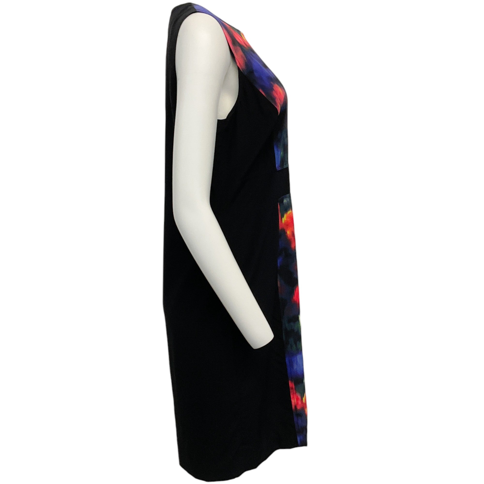 St. John Black / Multi Silk Sleeveless Dress