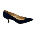 Load image into Gallery viewer, Manolo Blahnik Navy Blue Srilasca Suede Scalloped Pumps
