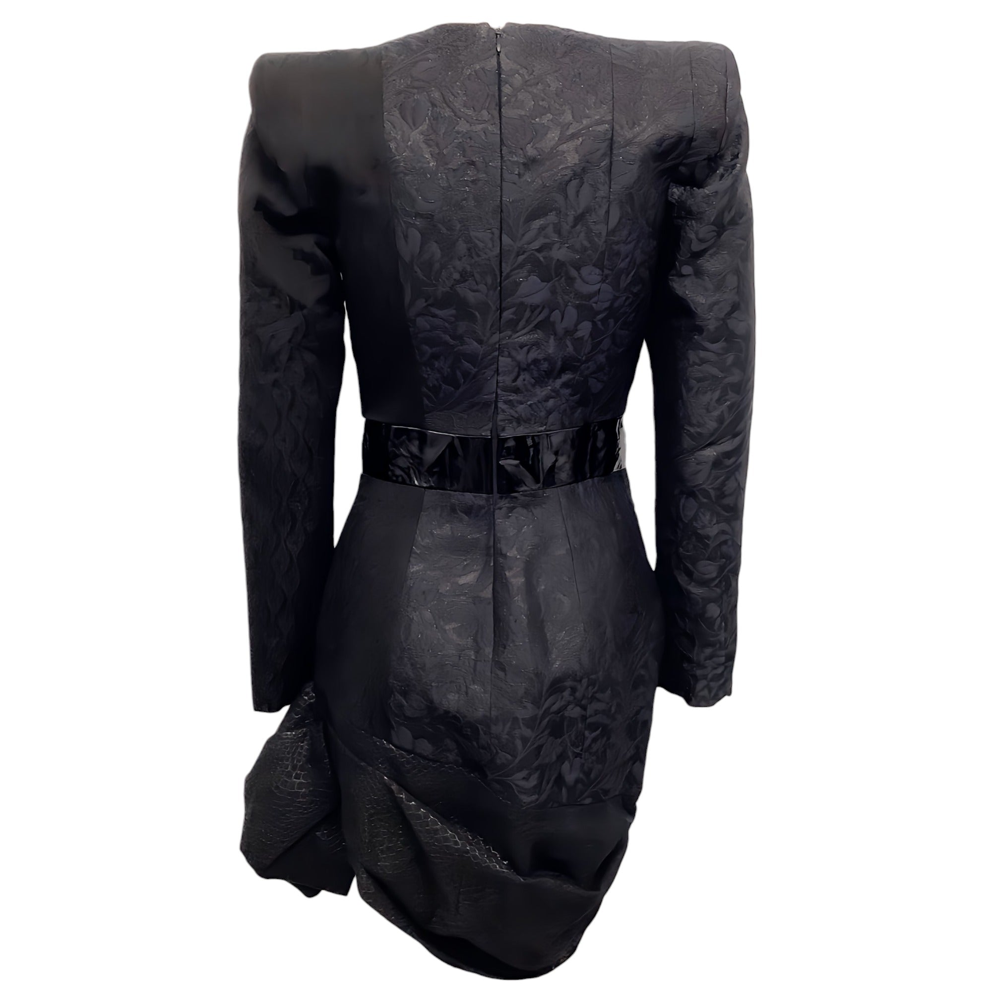 RVDK Limited Edition Black Jacquard Dress with Patent Leather