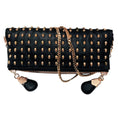 Load image into Gallery viewer, Thomas Wylde Black Day of the Dead Punk Leather Rose Gold Skull Stud Clutch Bag
