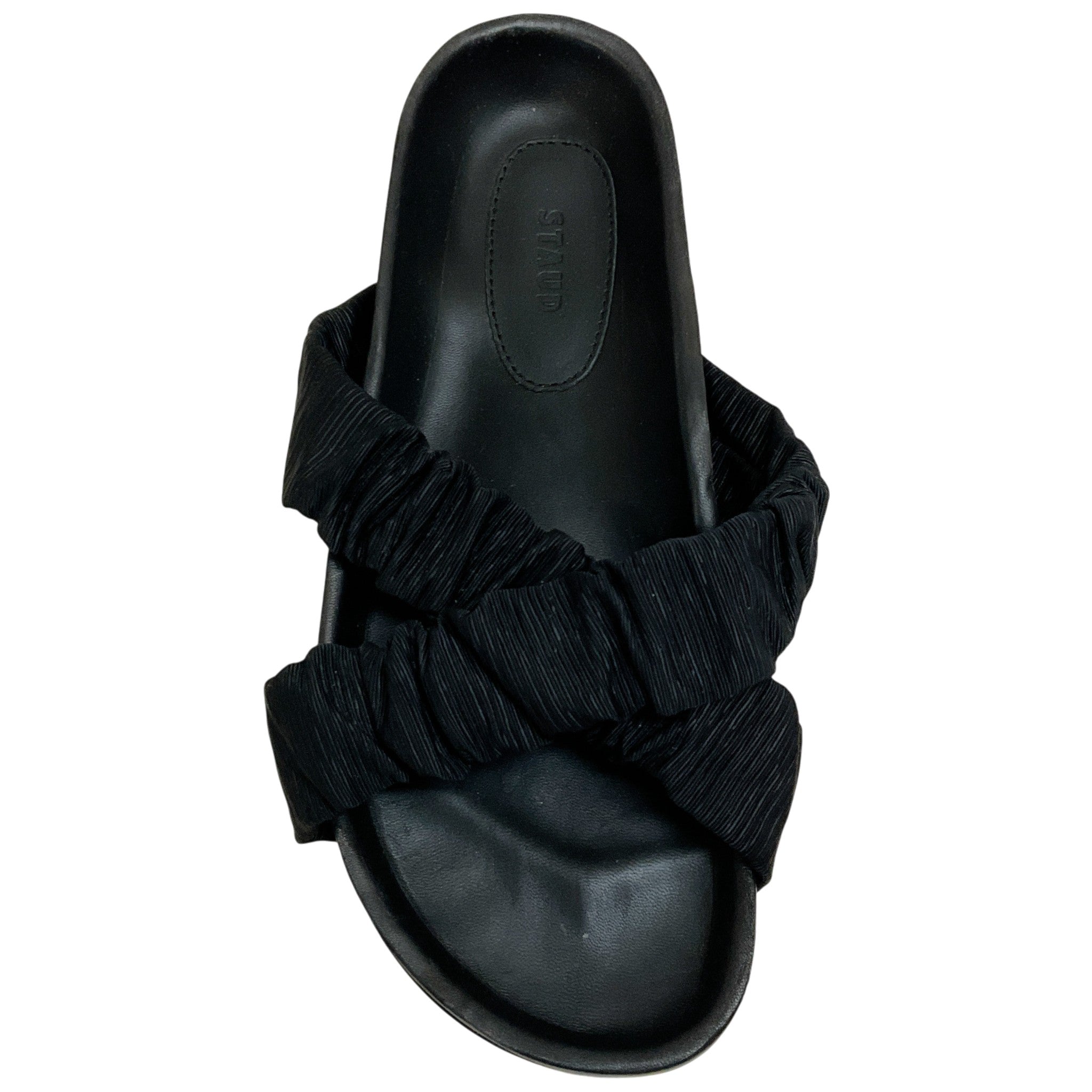 Staud Black Ruched Crisscross Michel Slide Sandals