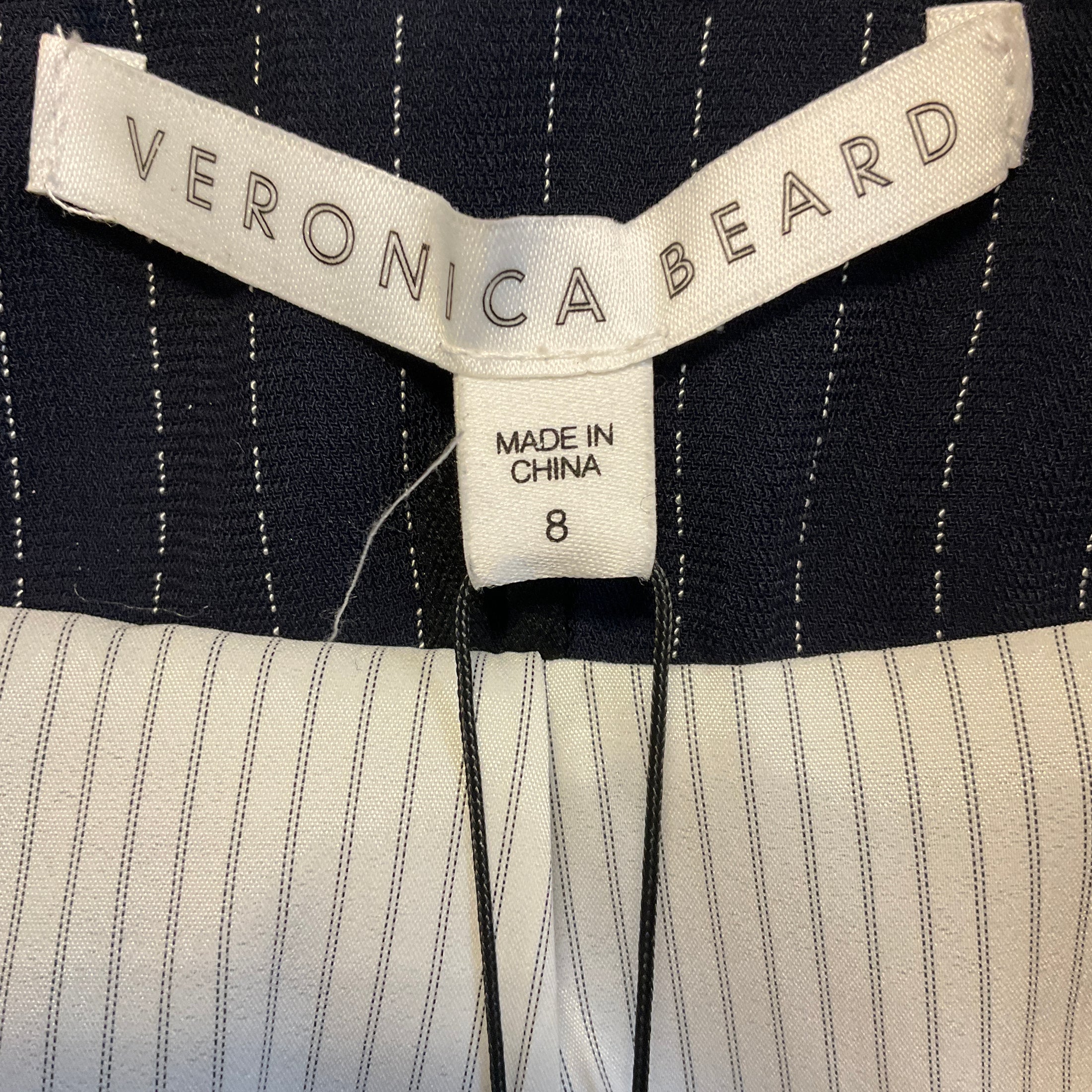 Veronica Beard Navy / White Stripe Taylor Lace Up Side Blazer
