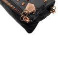 Load image into Gallery viewer, Thomas Wylde Black Day of the Dead Punk Leather Rose Gold Skull Stud Clutch Bag
