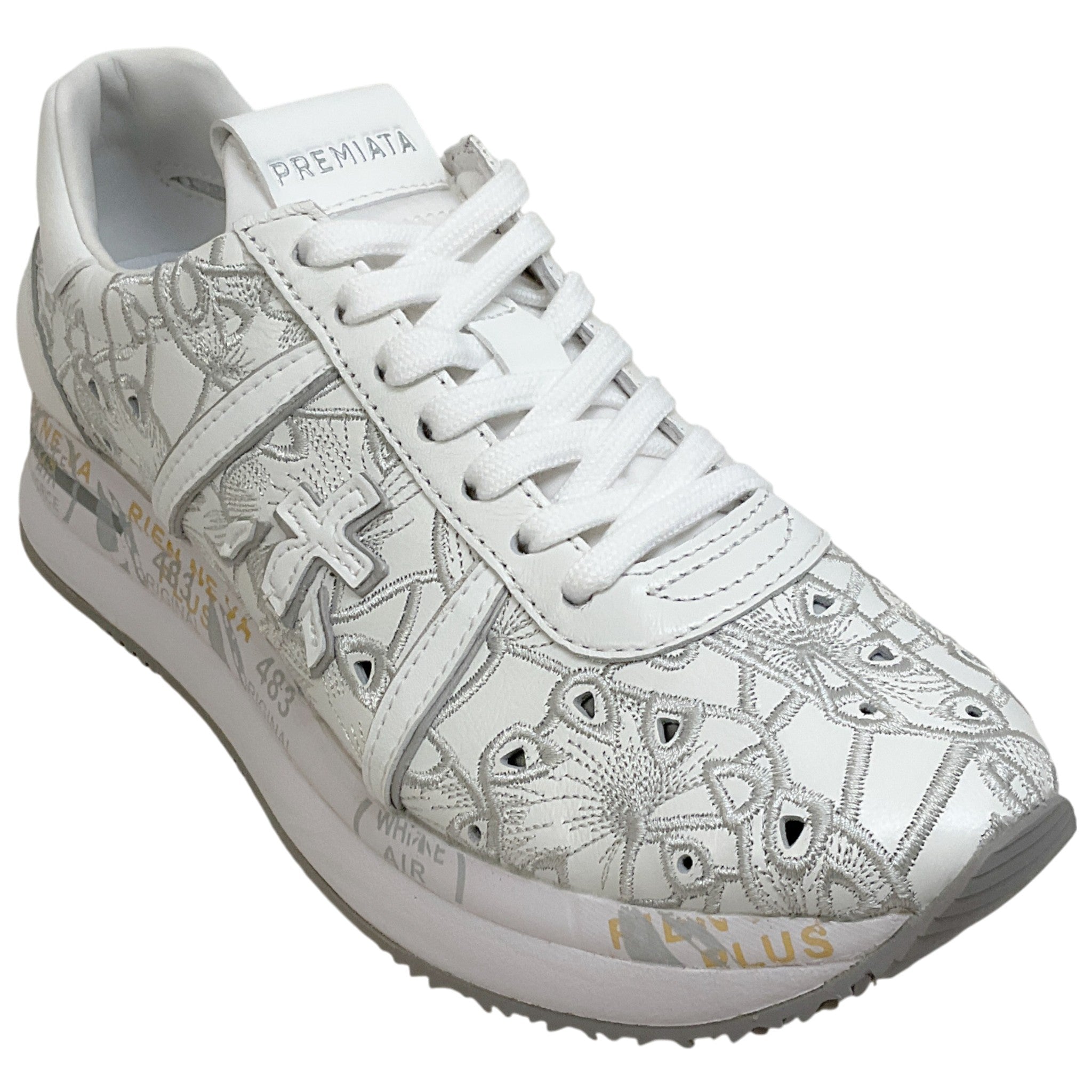 Premiata White Leather Eyelet Conny Sneakers
