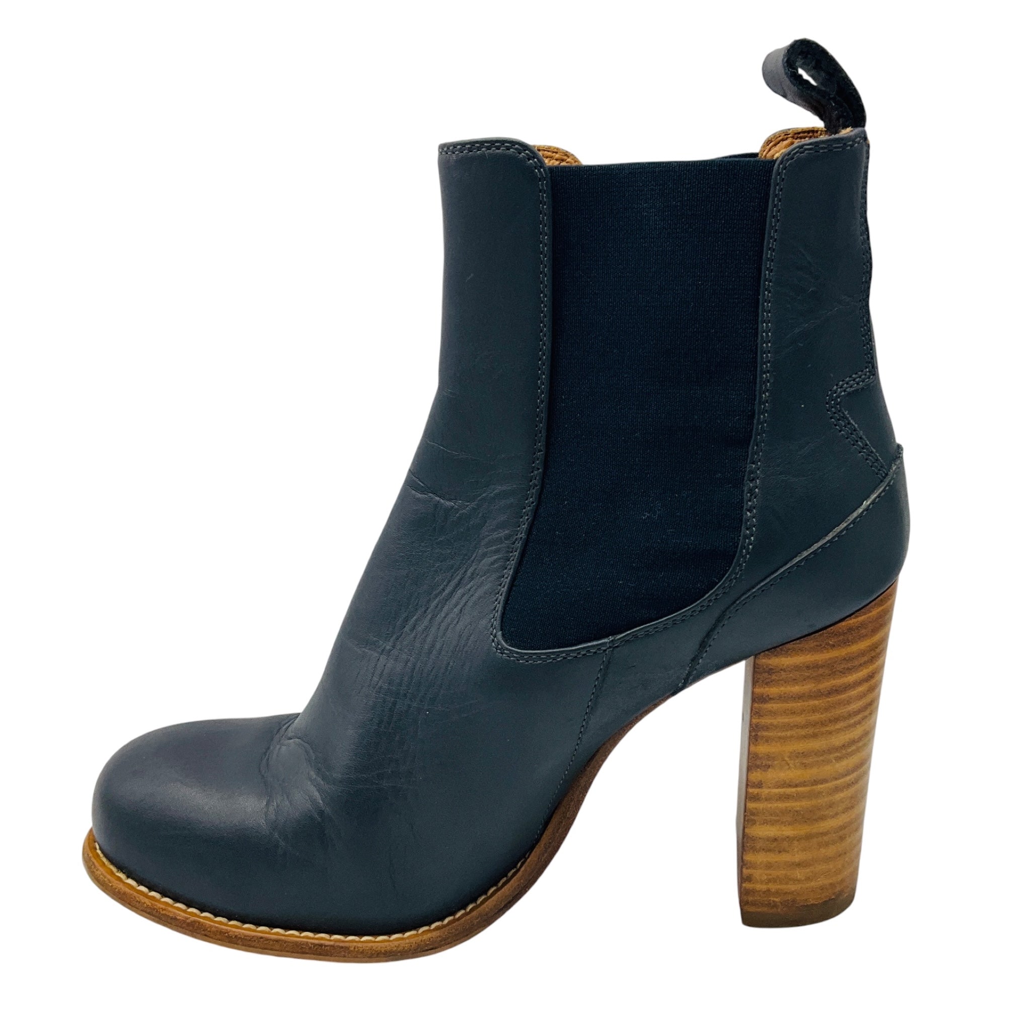 Chloe Dark Grey Leather Pull On Ankle Booties