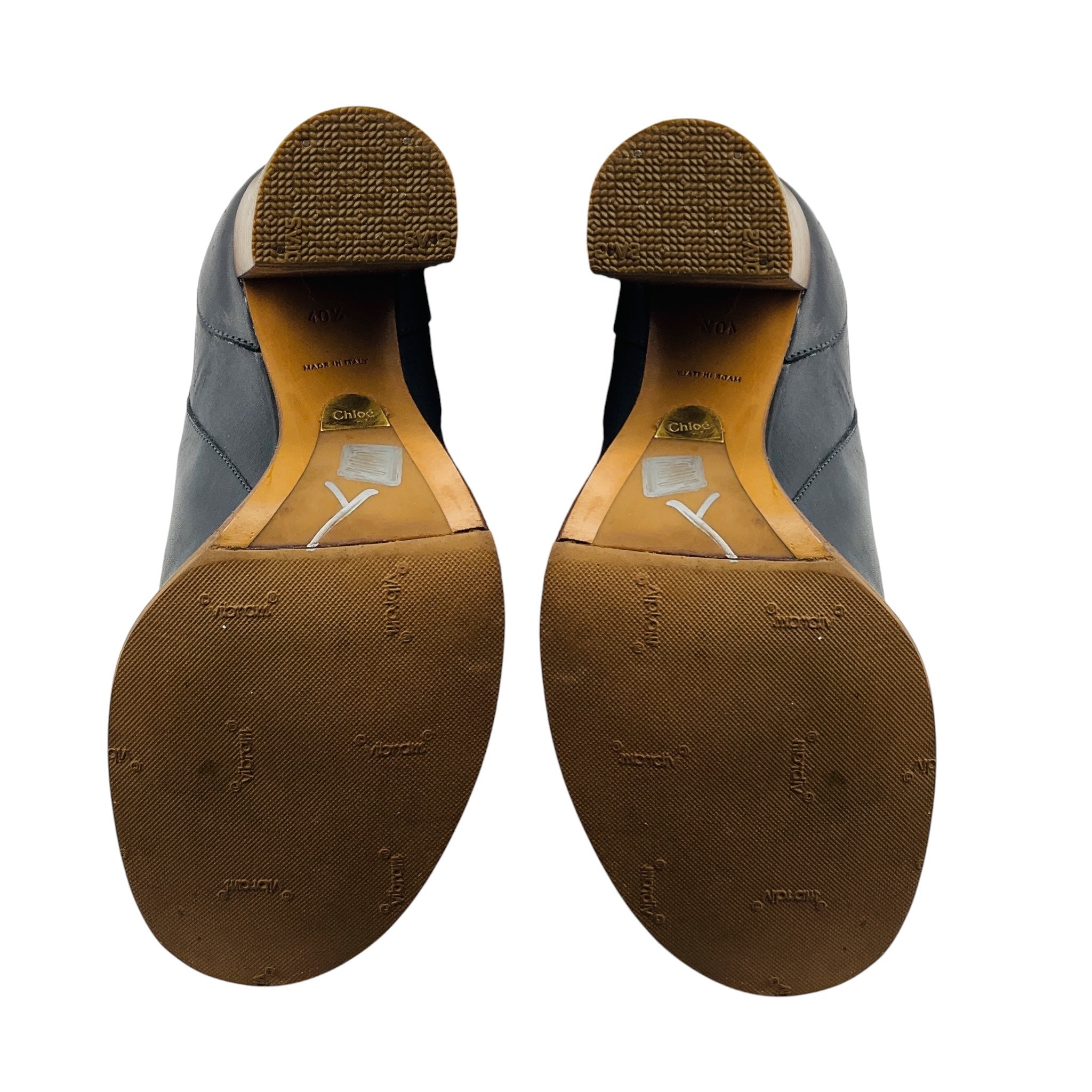 Chloe Dark Grey Leather Pull On Ankle Booties