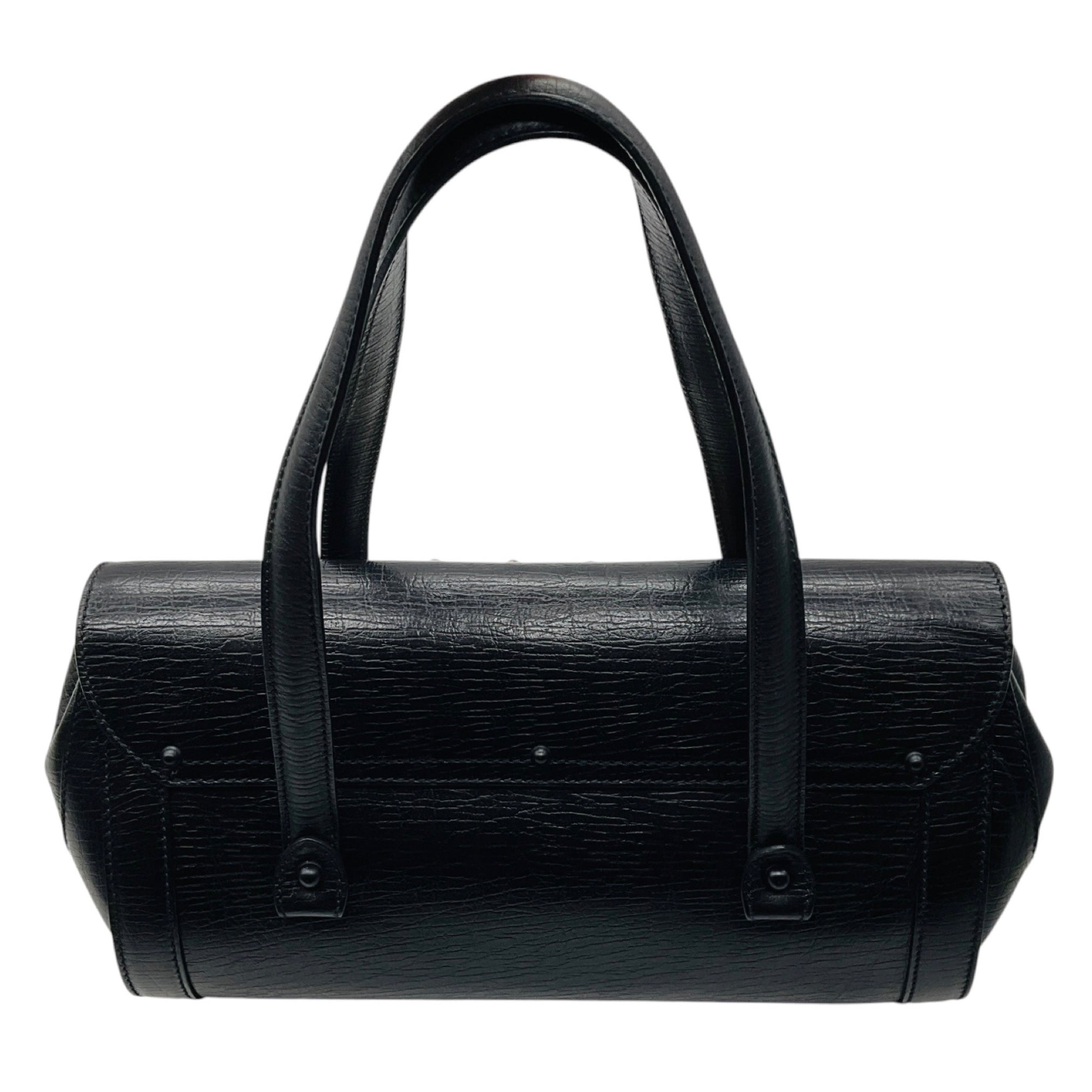 Gucci Black Leather Bamboo Bullet Shoulder Bag