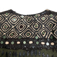 Load image into Gallery viewer, Oscar de la Renta Olive / Black Raffia and Sequin Embellished 3/4 Sleeve Coat
