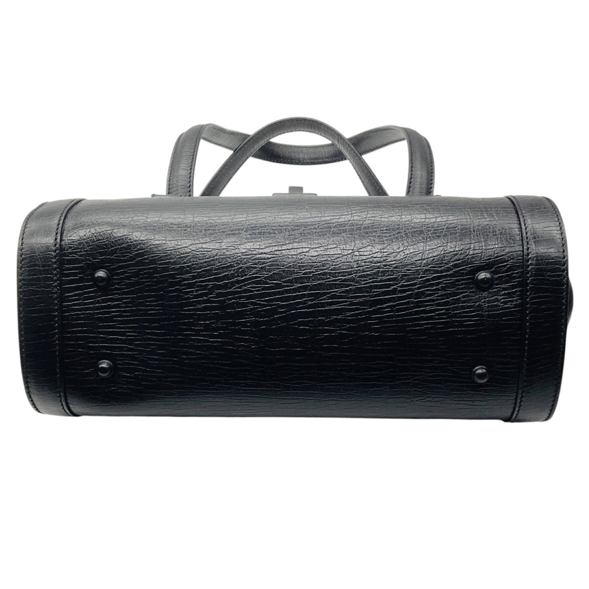 Gucci Black Leather Bamboo Bullet Shoulder Bag