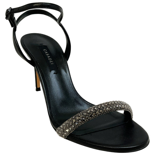 Casadei Black Rhinestone Embellished Stratosphere Sandals
