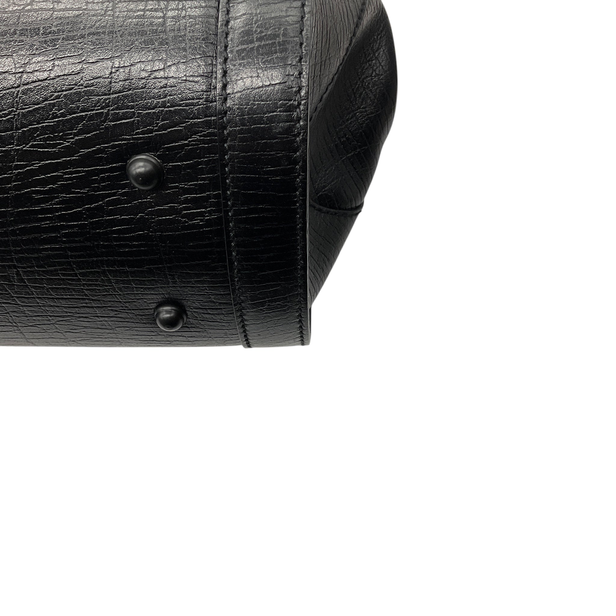 Gucci Black Leather Bamboo Bullet Shoulder Bag