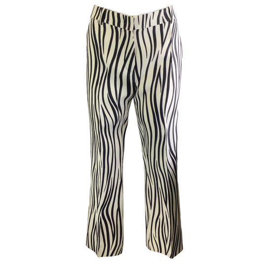 Valentino Ivory / Black Zebra Print High Waisted Crepe Trousers