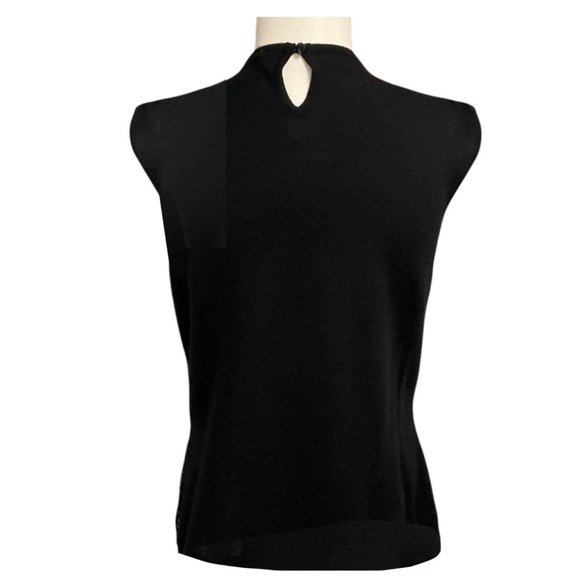 Oscar de la Renta Black / Green / Silver Metallic Sequined Sleeveless Knit Sweater