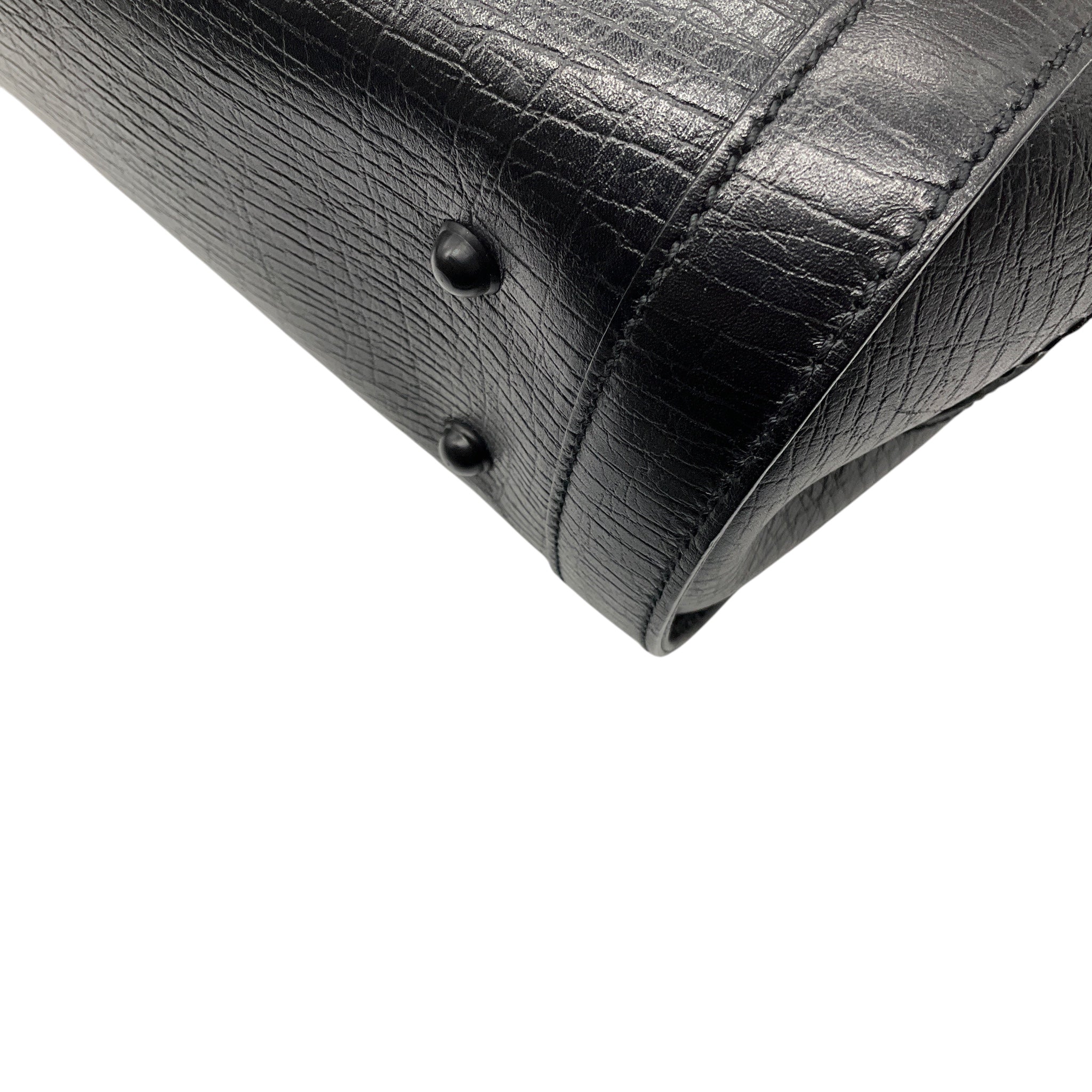 Gucci Black Leather Bamboo Bullet Shoulder Bag