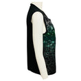 Load image into Gallery viewer, Oscar de la Renta Black / Green / Silver Metallic Sequined Sleeveless Knit Sweater
