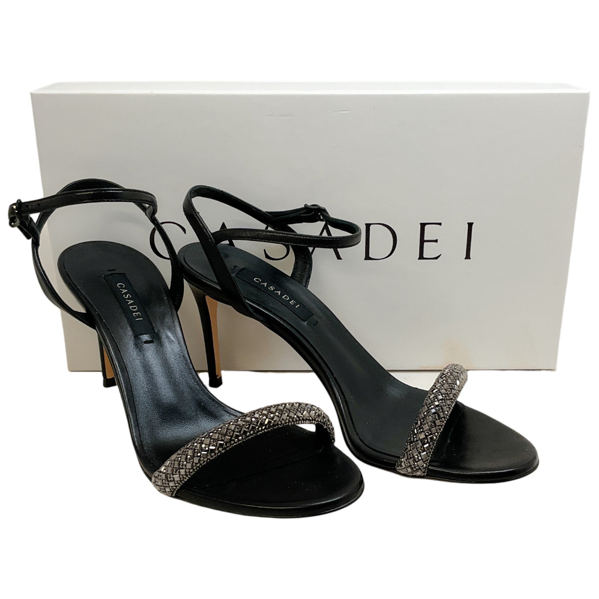 Casadei Black Rhinestone Embellished Stratosphere Sandals