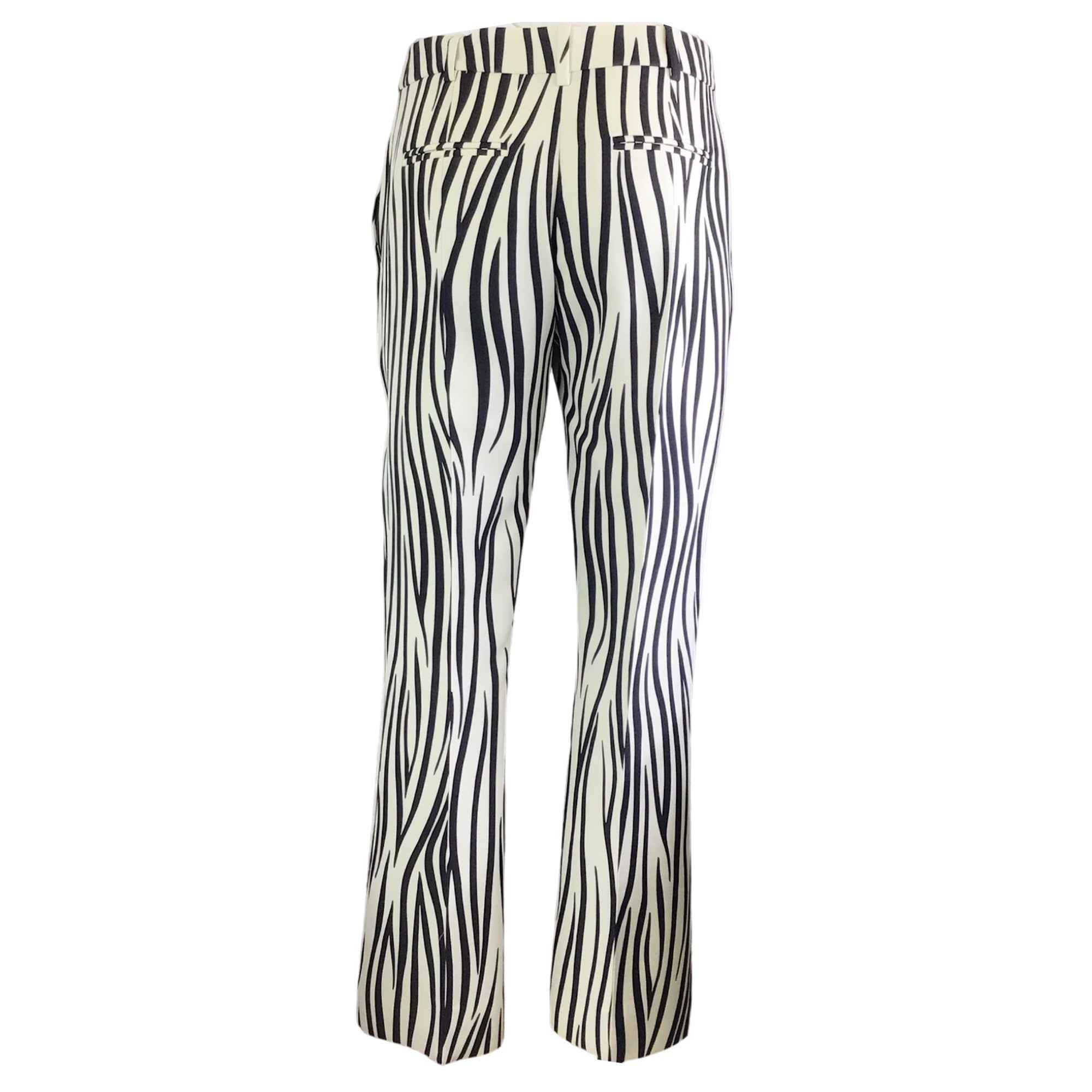 Valentino Ivory / Black Zebra Print High Waisted Crepe Trousers