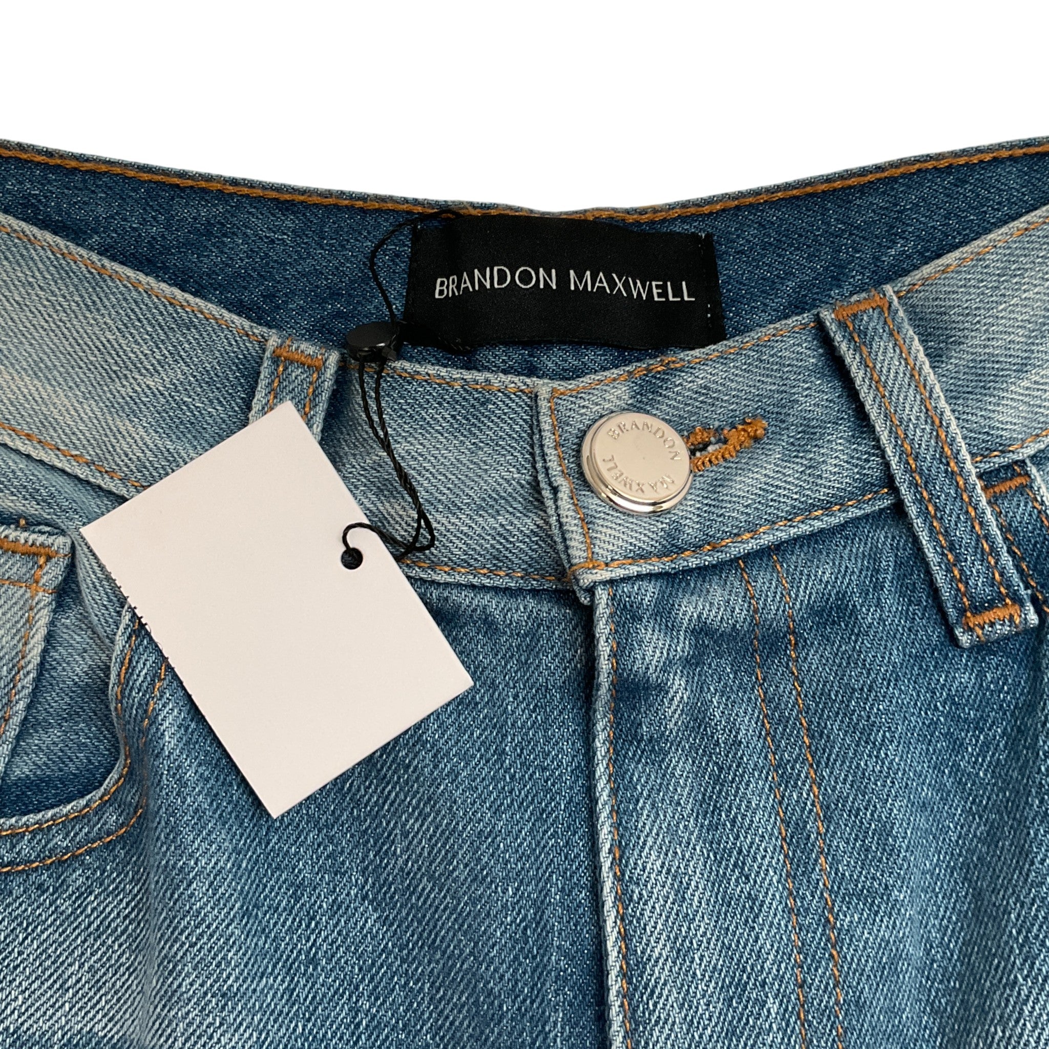 Brandon Maxwell The Stella Metallic Leather Patch Jeans