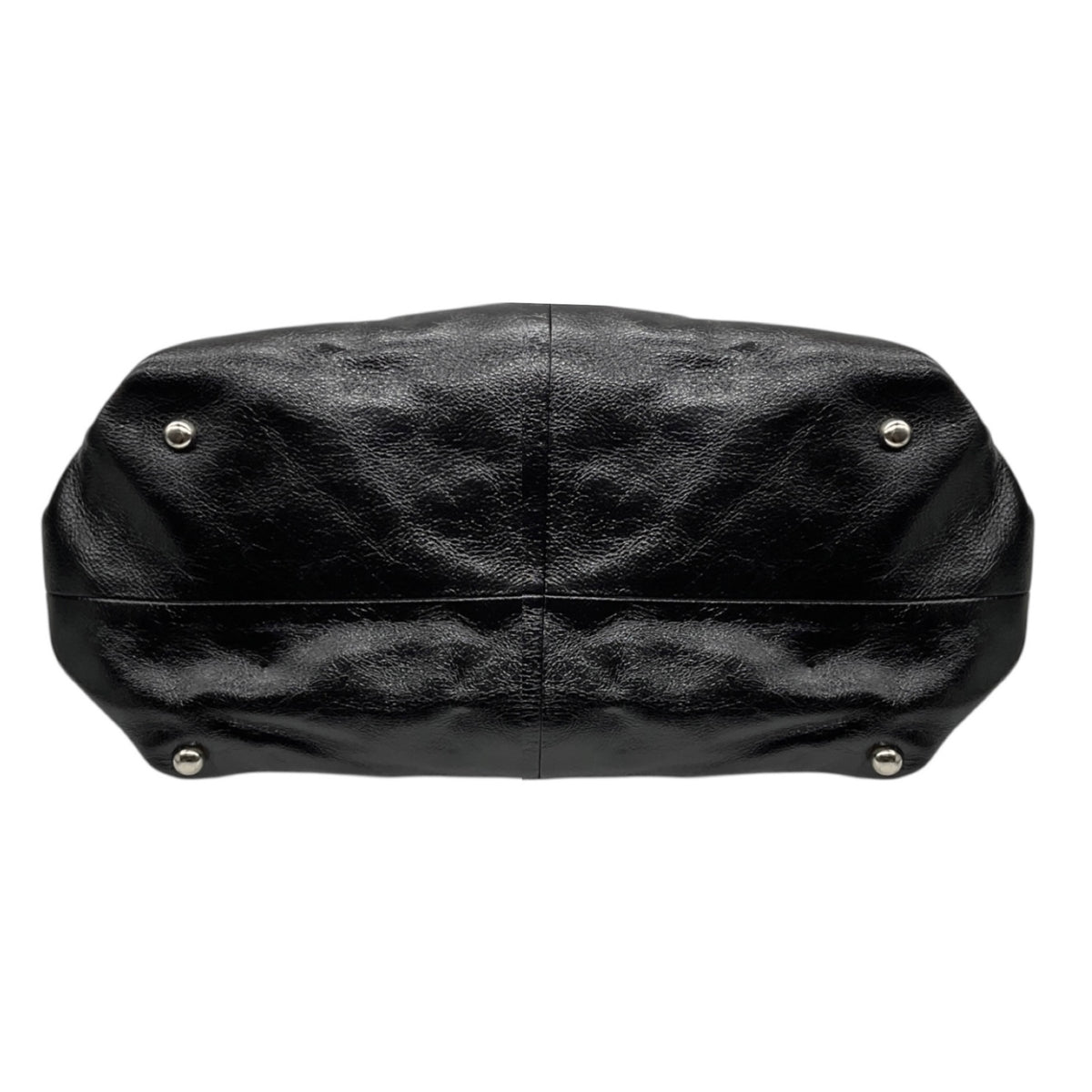 Malej Black Textured Patent Leather Ashiya Handbag