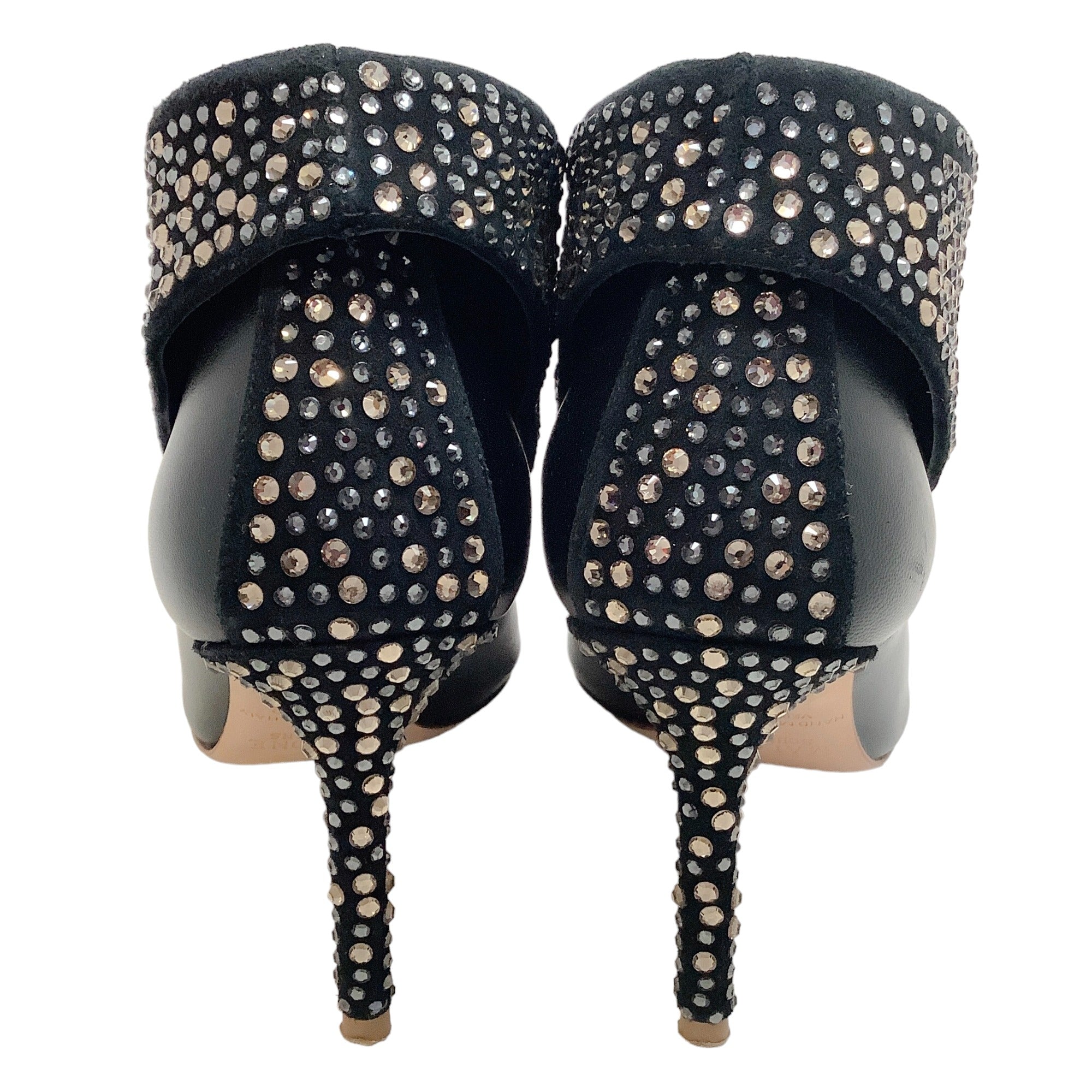 Malone Souliers Black Fold Over Booties with Crystal Embellishments