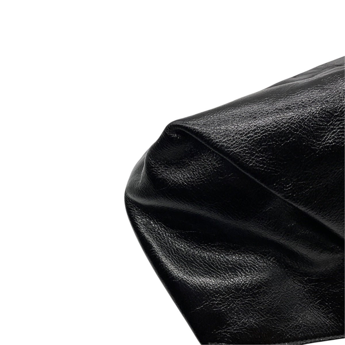 Malej Black Textured Patent Leather Ashiya Handbag