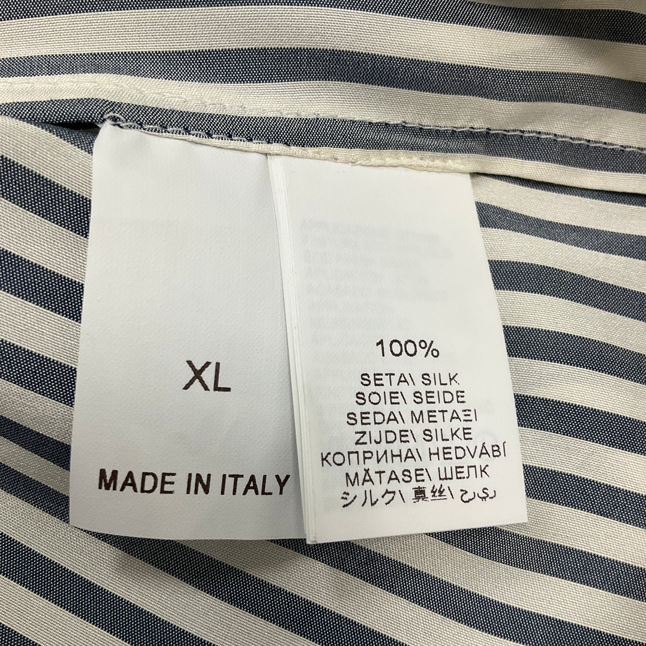 Brunello Cucinelli Blue / White Striped Silk Top