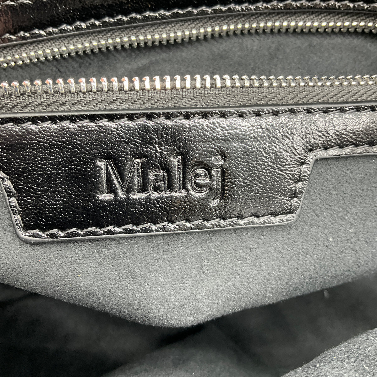Malej Black Textured Patent Leather Ashiya Handbag