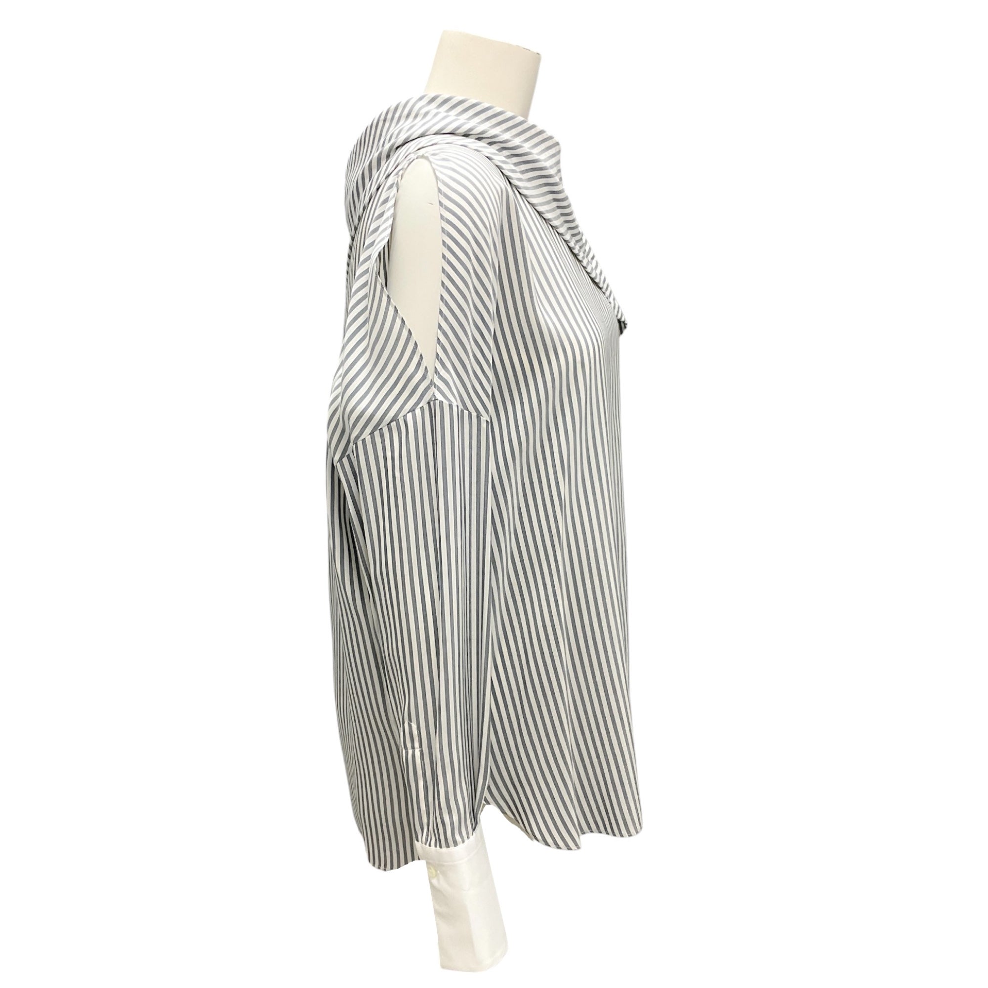 Brunello Cucinelli Blue / White Striped Silk Top