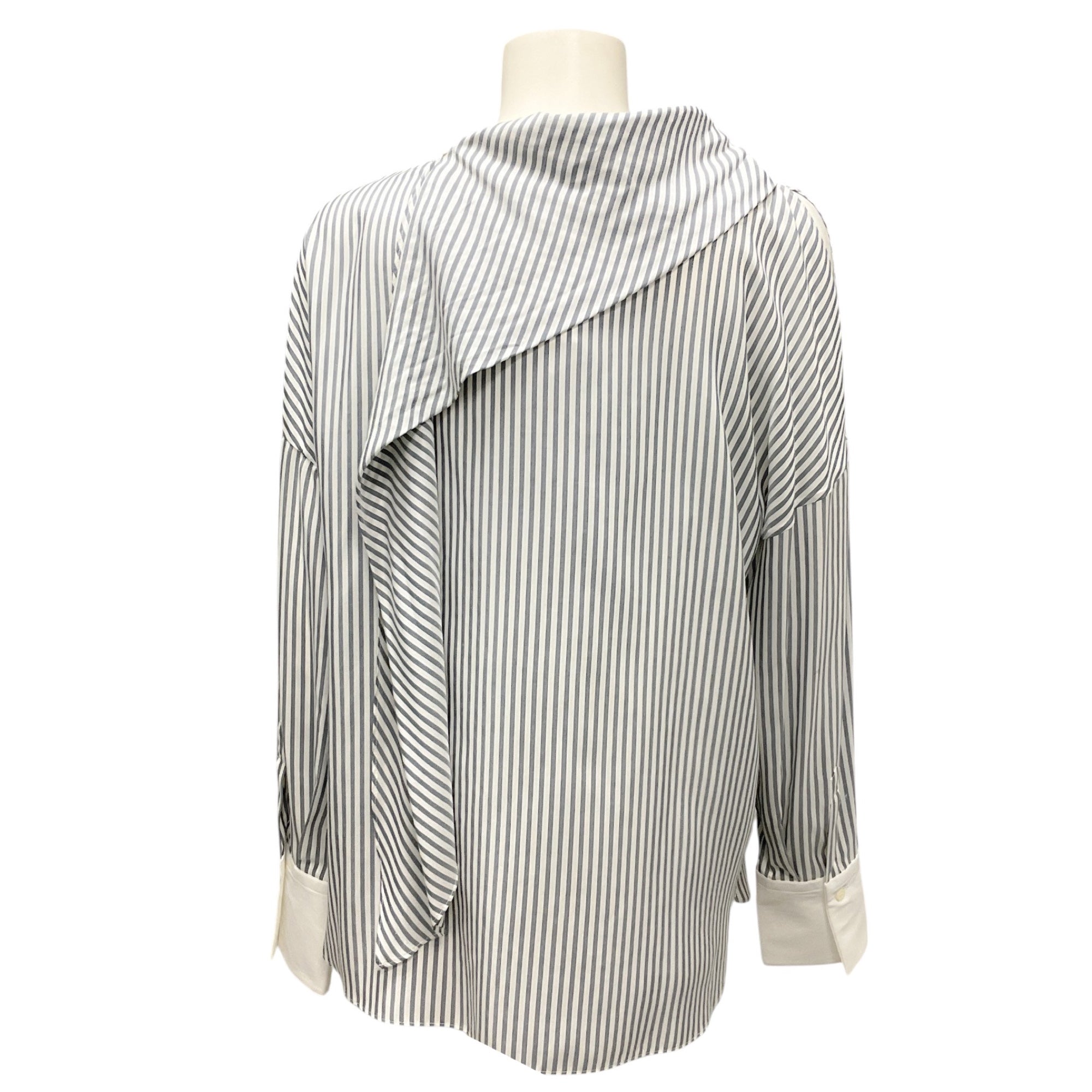 Brunello Cucinelli Blue / White Striped Silk Top