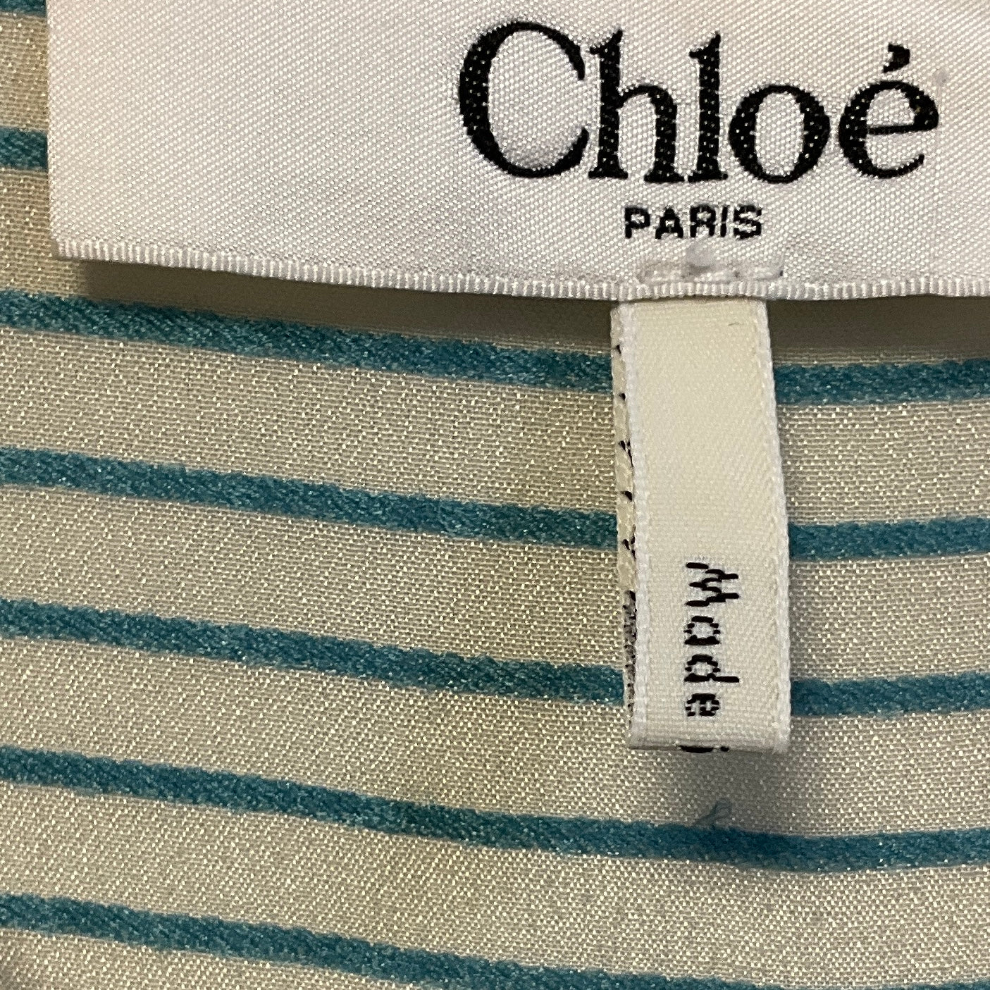 Chloe Ivory / Blue Striped Silk Blouse