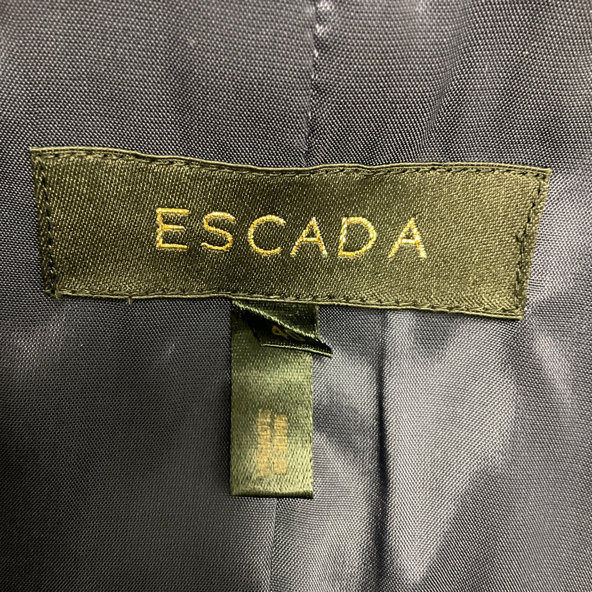 Escada Navy Blue Two Button Velvet Blazer with Bow Detail