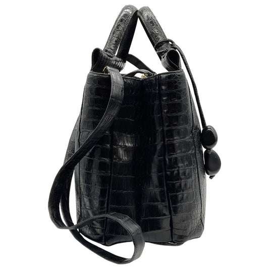 Nancy Gonzalez Black Crocodile Satchel