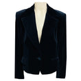 Load image into Gallery viewer, Escada Navy Blue Two Button Velvet Blazer with Bow Detail

