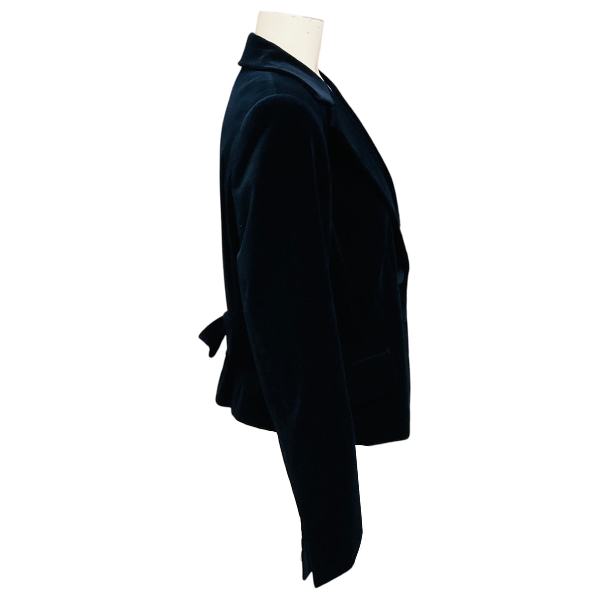 Escada Navy Blue Two Button Velvet Blazer with Bow Detail