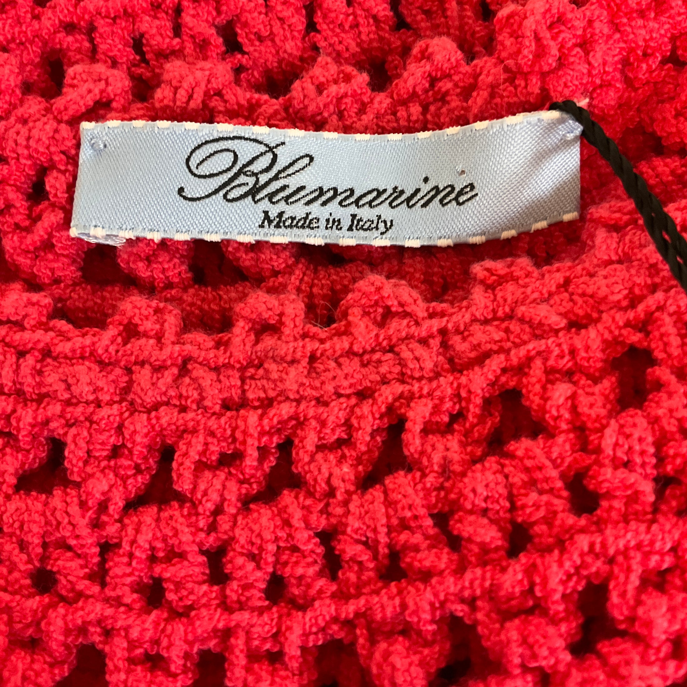 Blumarine Bright Fuchsia Crochet Knit Long Sleeved Dress