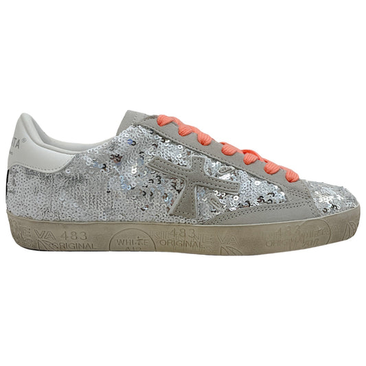Premiata Silver Sequined Steve Sneakers