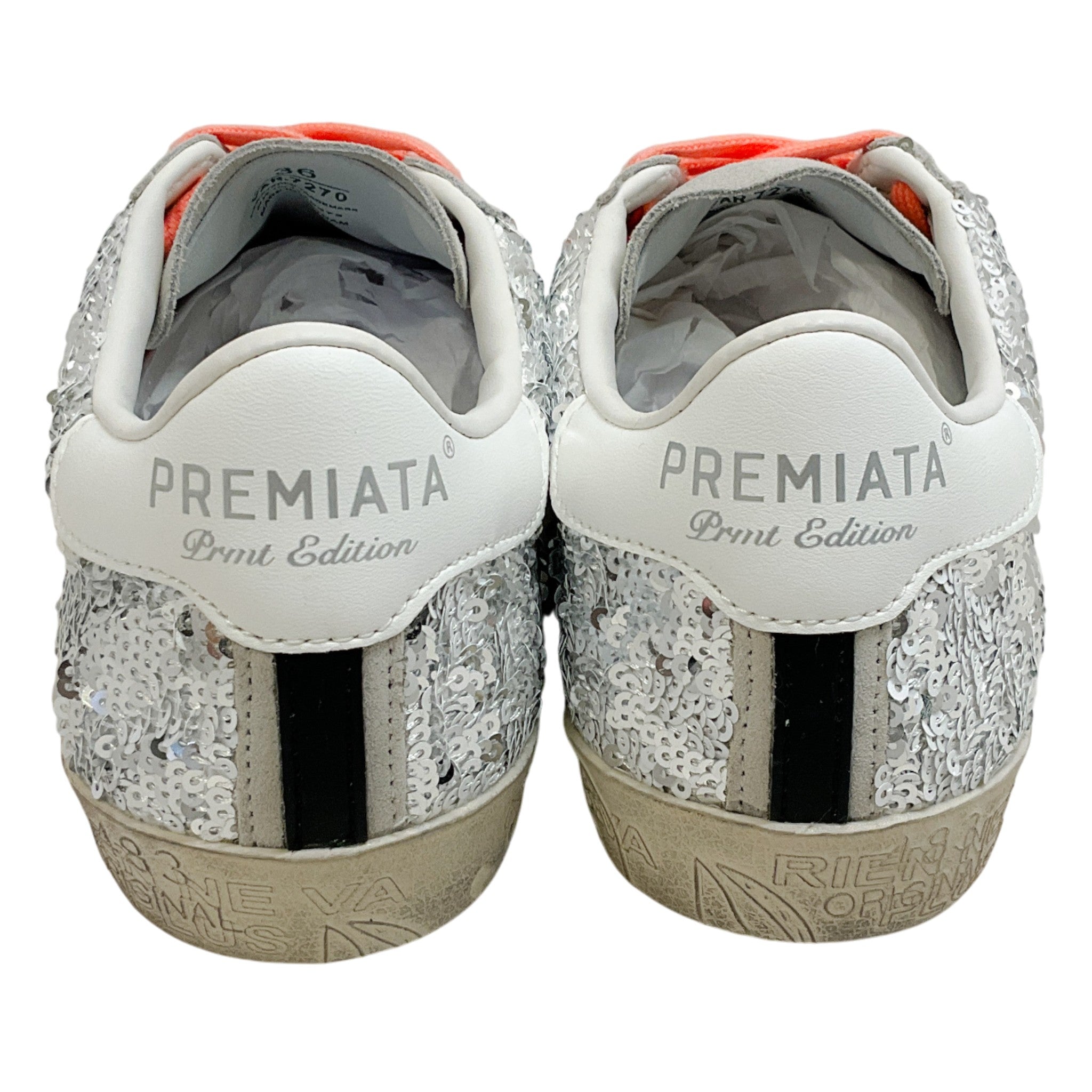 Premiata Silver Sequined Steve Sneakers