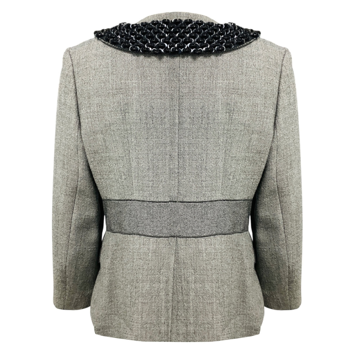 Malo Grey Wool Tweed Jacket with Sequined Collar