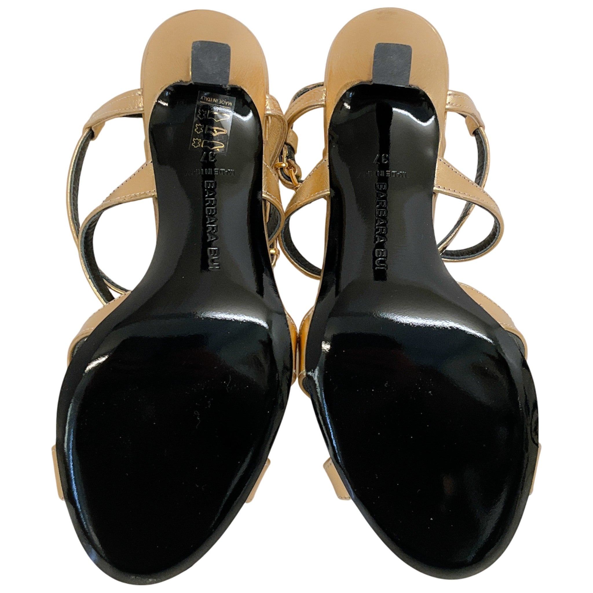 Barbara Bui Gold Strappy Criss Cross Sandals